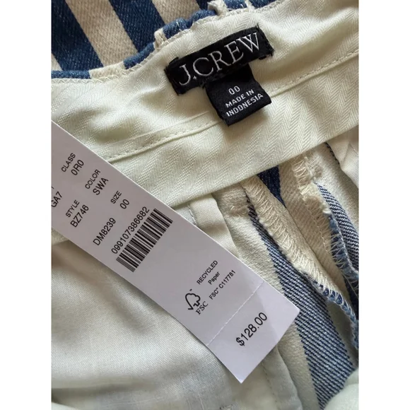 J.Crew Wide-Leg Essential Pant in Sailor Stripe | Navy White | Size 00 | NWT - Picture 7 of 10
